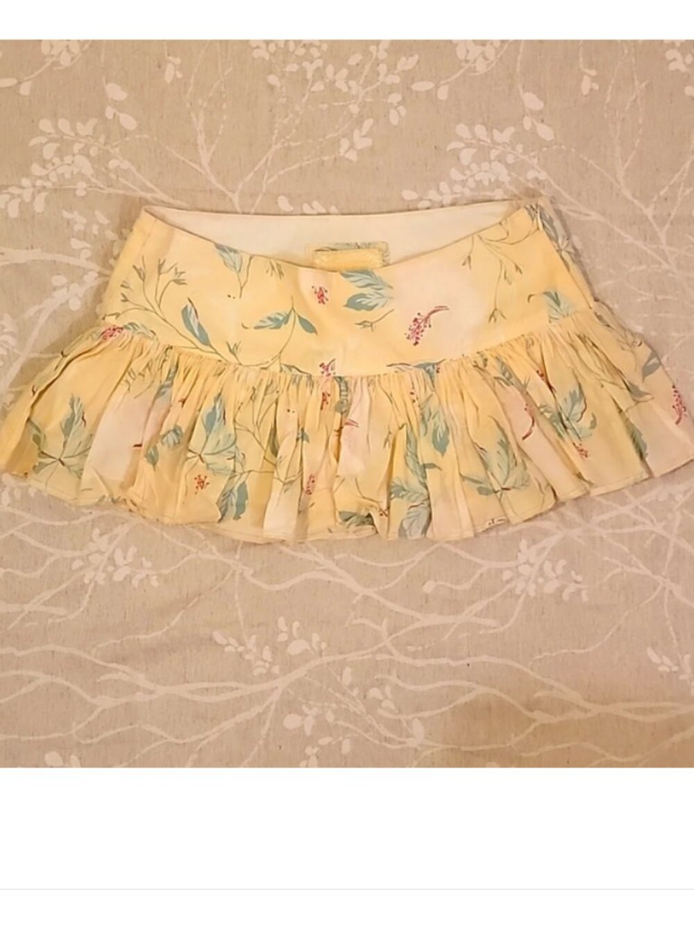 Abercrombie & Fitch Yellow Floral Print Ruffle Mini Skirt